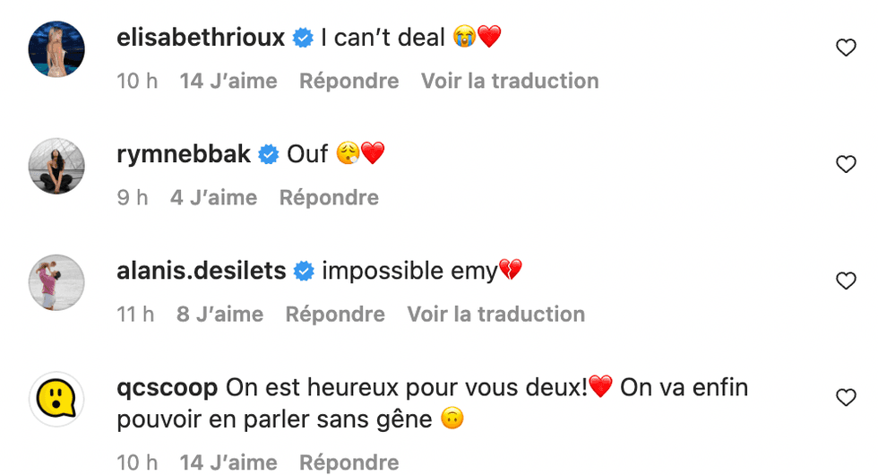 Commentaires sur Instagram.