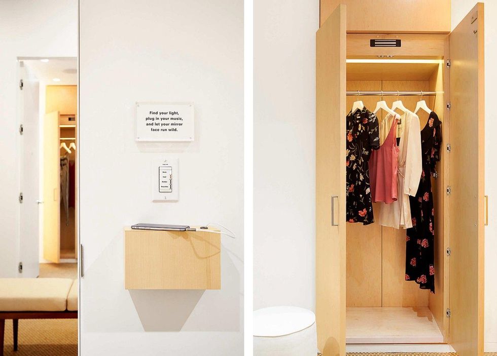 Dressing rooms at Reformation.