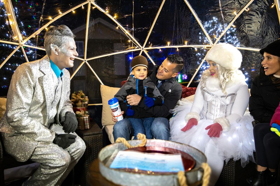 "Igloo village" with Jack Frost.