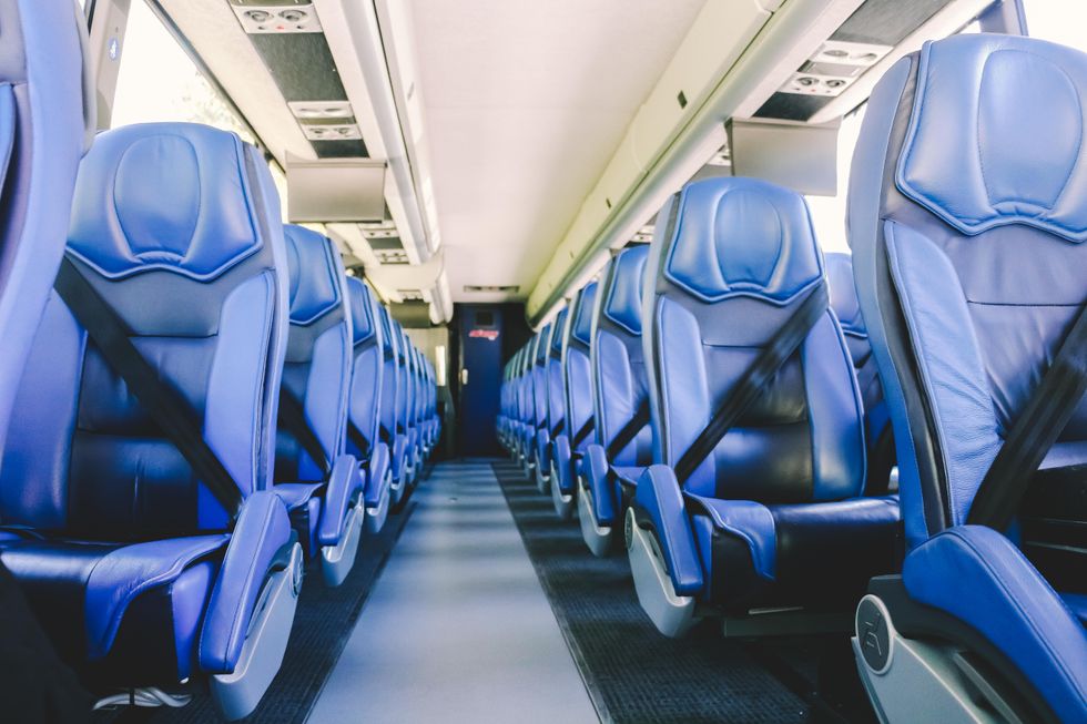 Interior of Red Arrow bus.