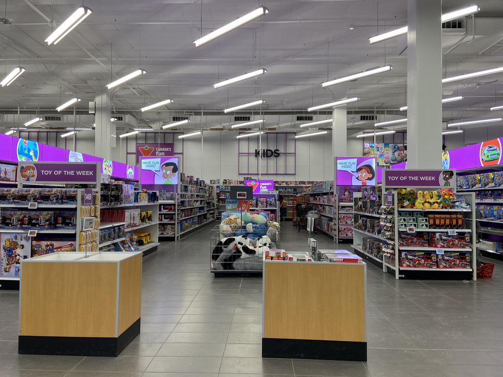 Kids section full of toys at the new Canadian Tire Centre.
