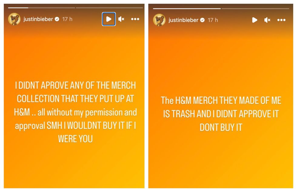 Story de Justin Bieber.