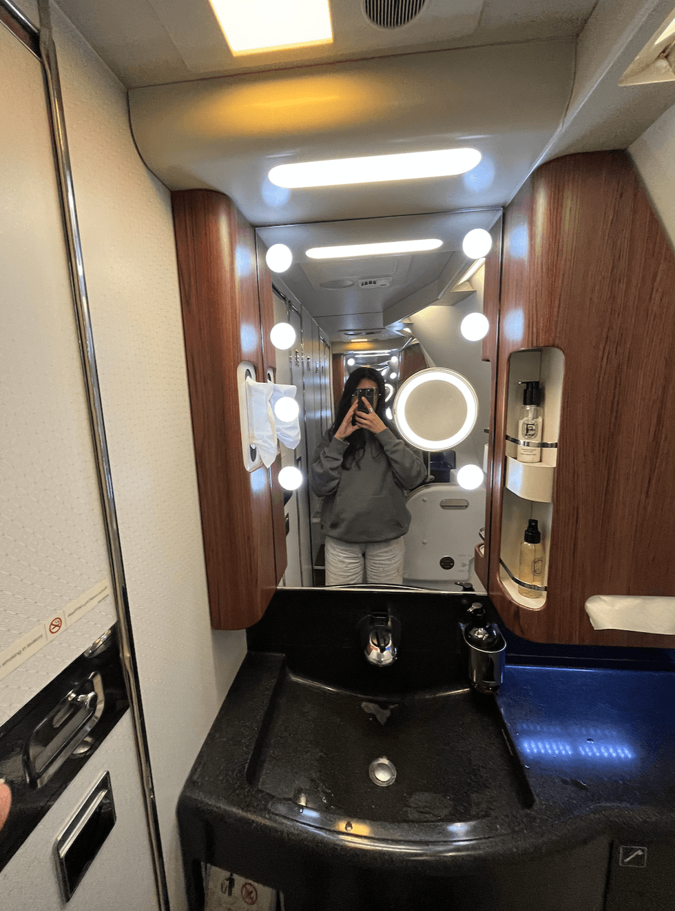 The washroom on Qatar Airways business class.