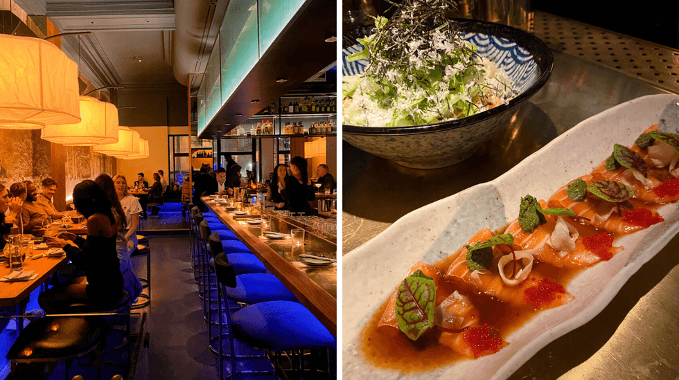 Nomi. Droite : Hamachi sashimi.