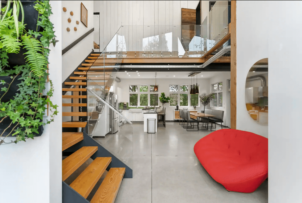 Kitchen and staircase.