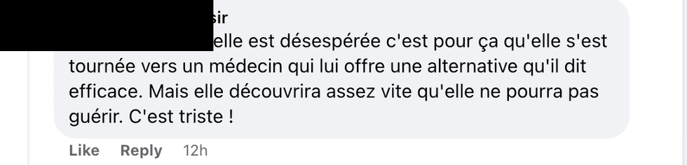 Commentaire sur Facebook.