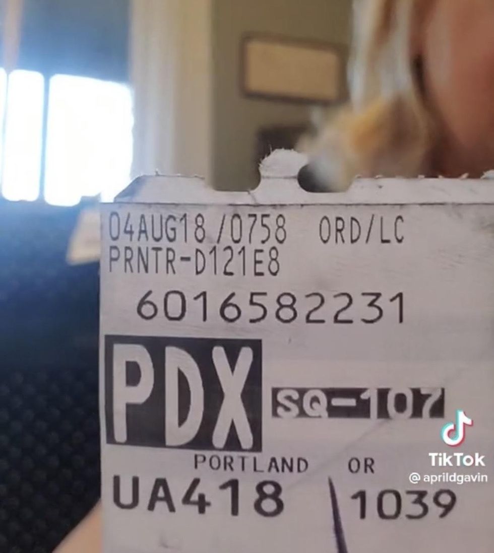 The ticket from Gavin's lost luggage.