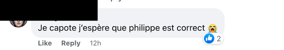 Commentaire sur Facebook.