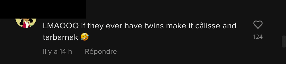 Commentaire sur TikTok.