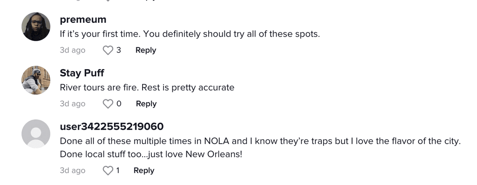 A part of the TikTok's comment section.