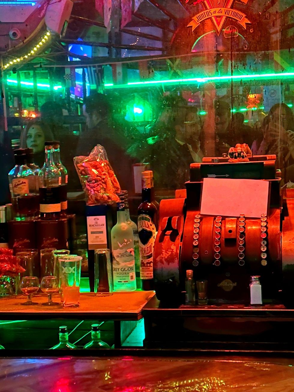 The bar at the Kentucky Bar & Grill in Ciudad Juarez, Mexico.