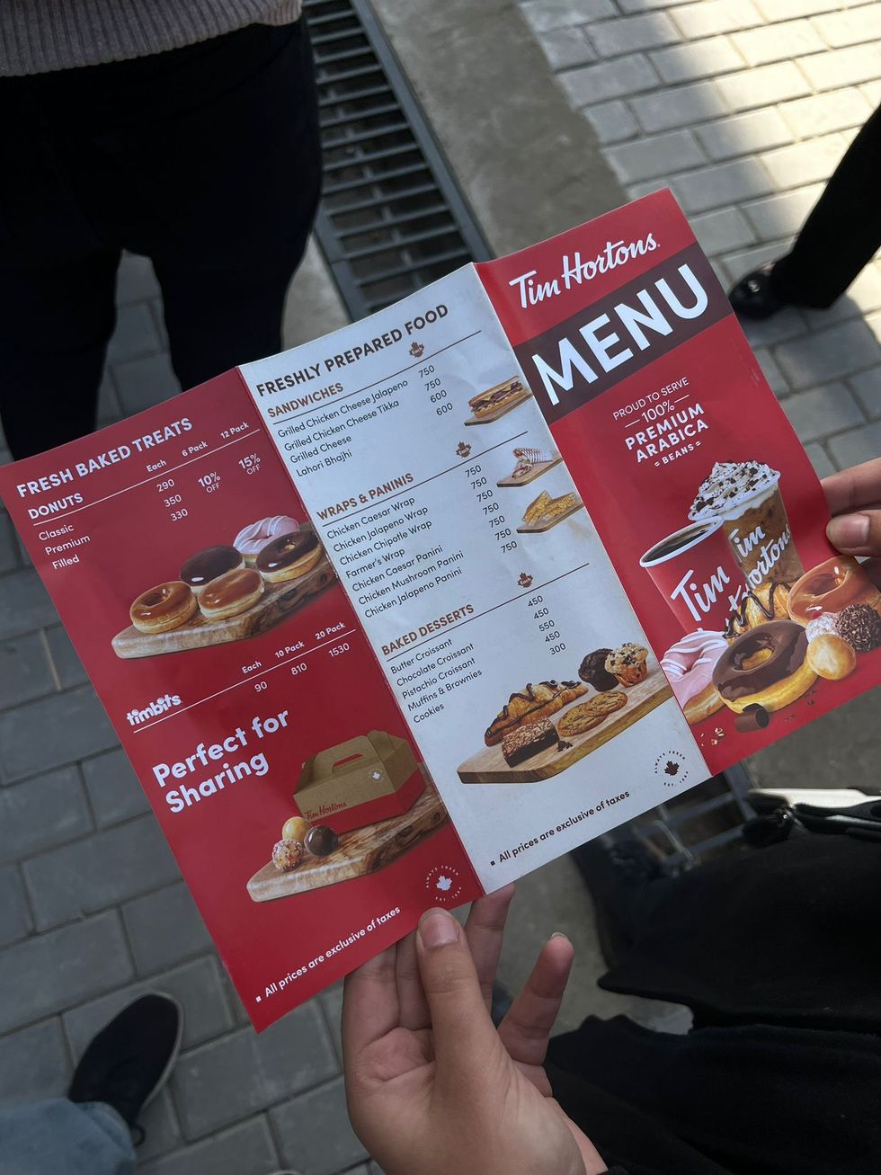 Tim Hortons Pakistan menu.