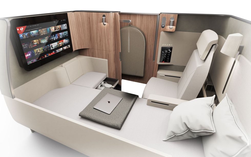 Qantas airline's new first-class cabins on its A350S.