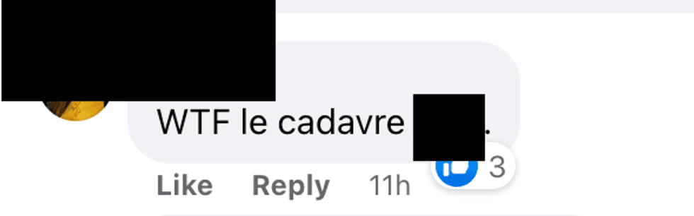 Commentaire sur Facebook.