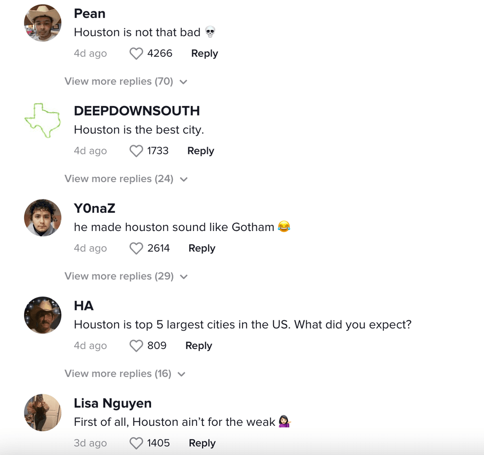 A part of the comment section on the TikTok.