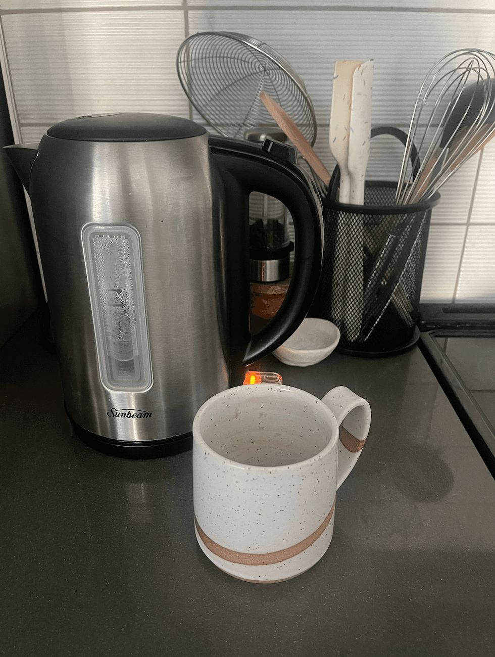 Making a cup of tea.