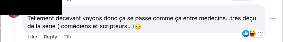 Commentaire sur Facebook.