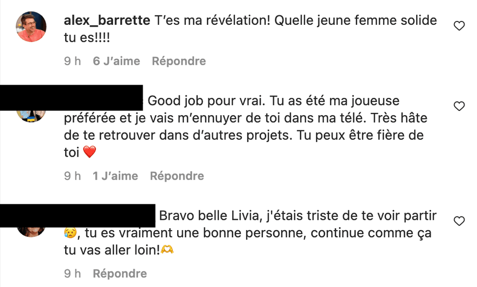 R\u00e9actions suite au d\u00e9part de Livia Martin de Sortez-moi d'ici!.