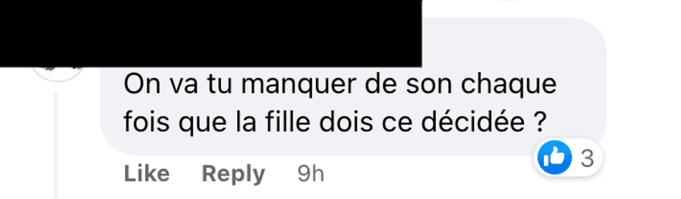 Commentaire sur Facebook.