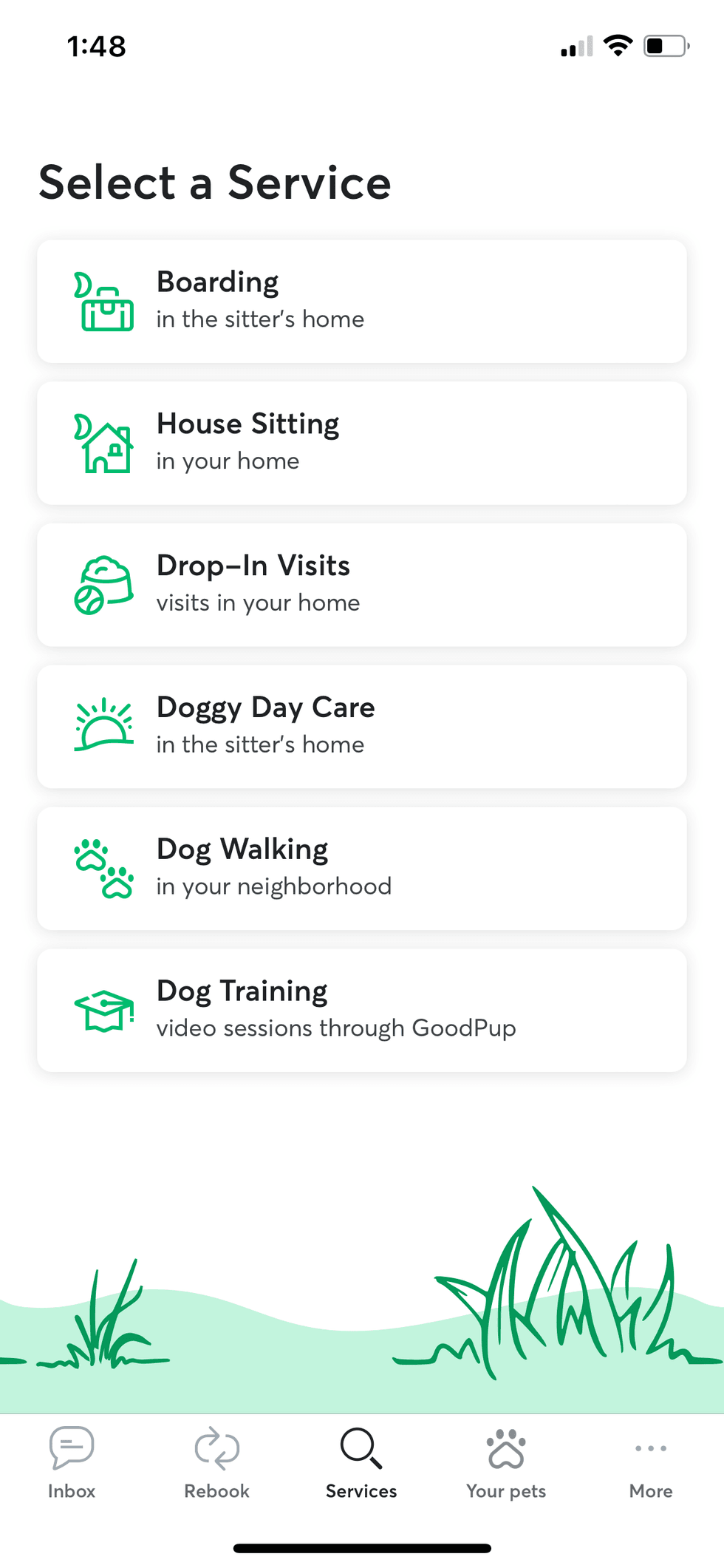 The Rover app home screen.