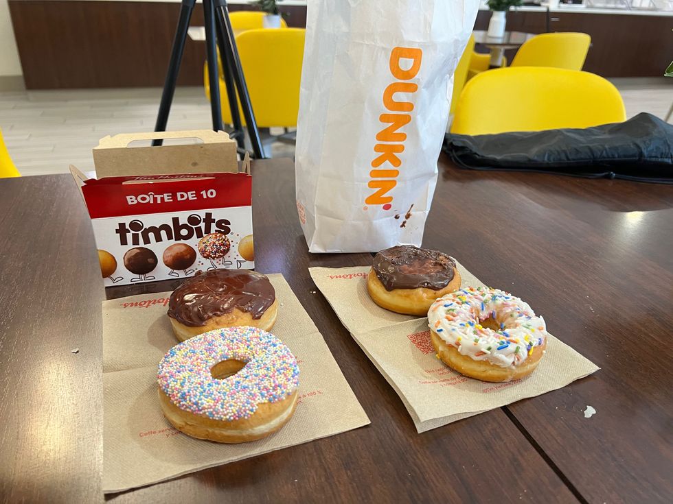 Donuts from Tim Hortons and Dunkin' Donuts.