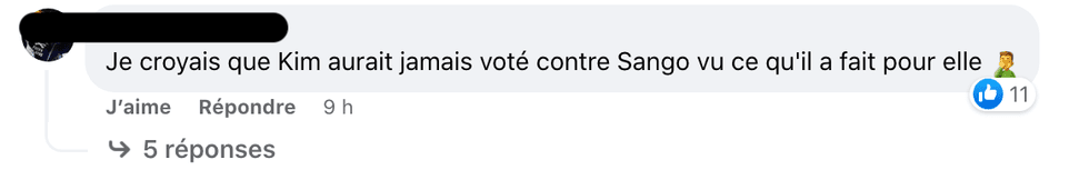 R\u00e9actions suite au d\u00e9part de Sango.