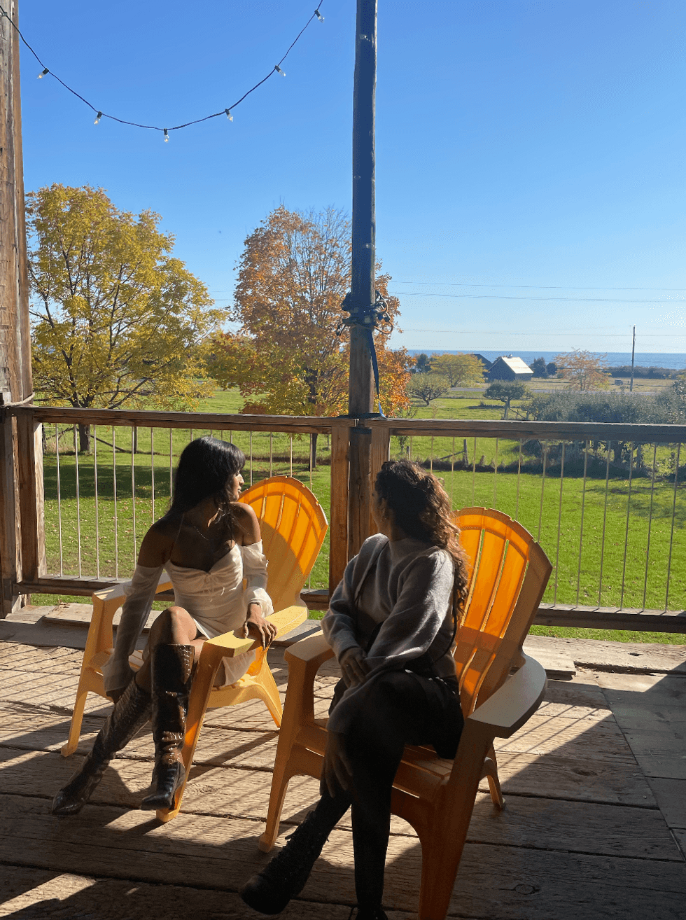 Amber and Mira at a winery.