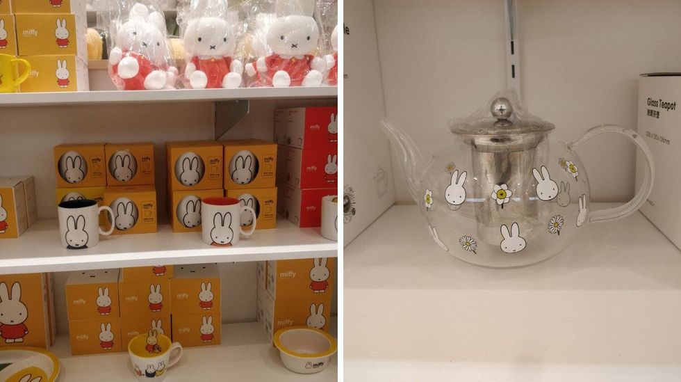 Mugs at Sukoshi Mart. Right: Tea kettle at Sukoshi Mart.
