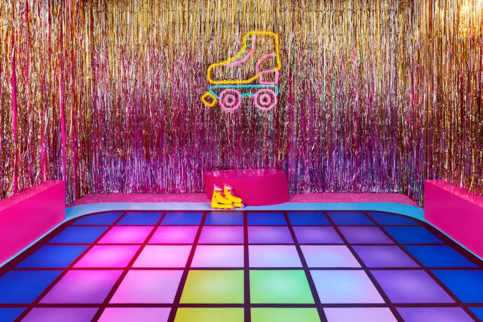 An indoor rollerskating rink
