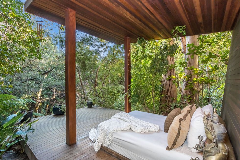 Yoga and meditation platform that's located on the house's property.