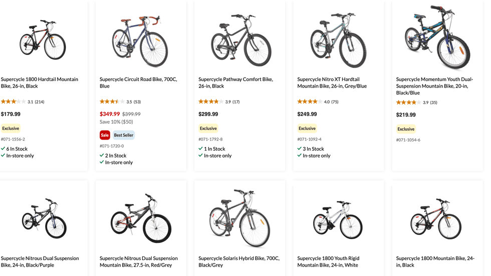 Supercycle bikes from Canadian Tire.