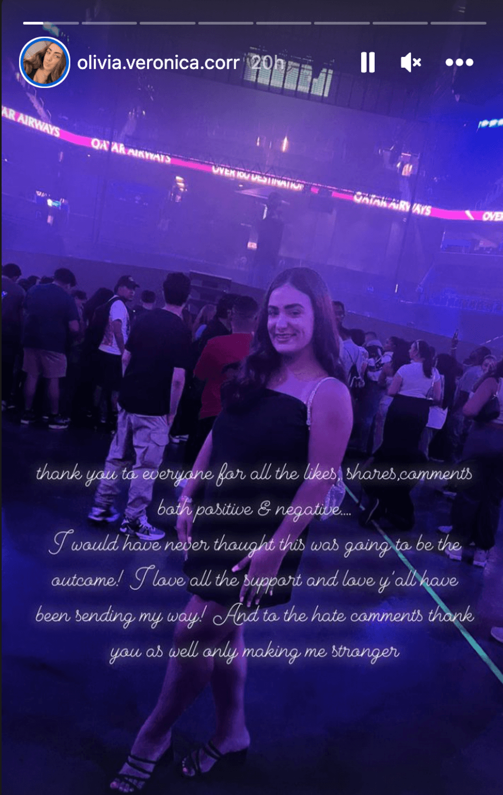 A screenshot of Veronica Correia's Instagram story.
