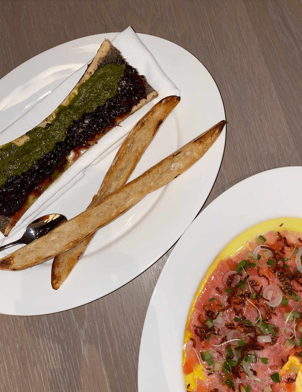 Bone marrow and tuna carpaccio.