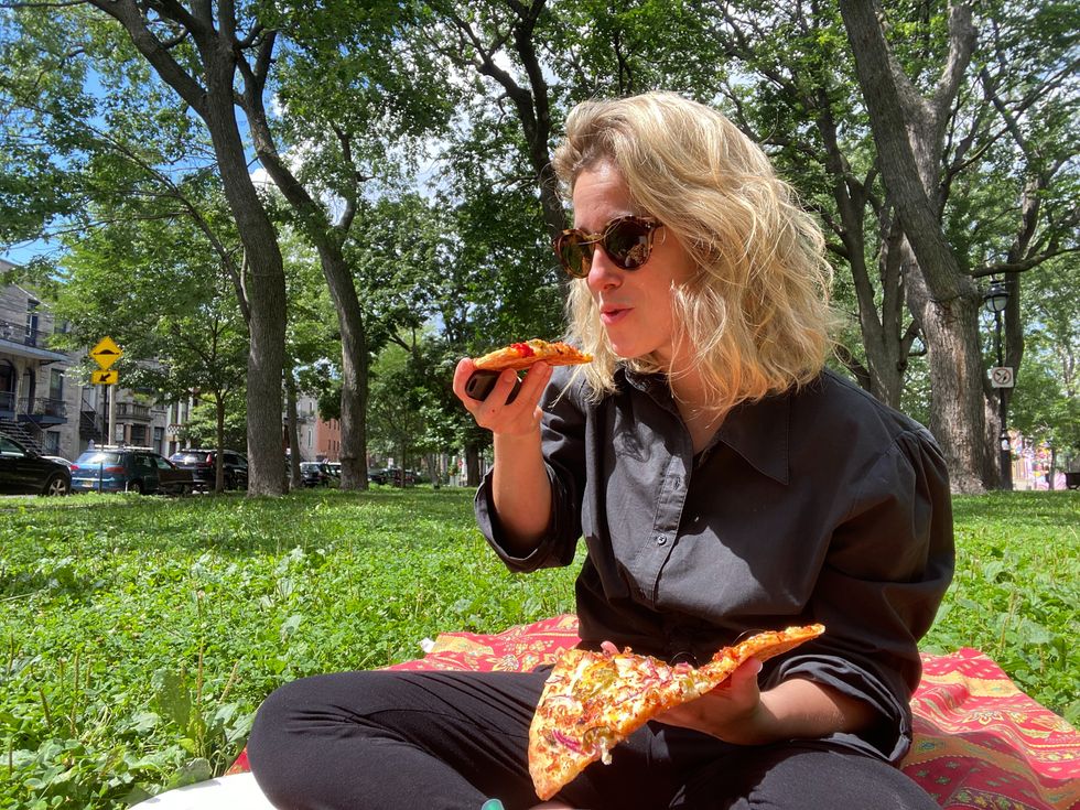 Fran\u00e7oise et la pizza.